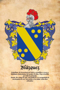 Escudo heráldico del apellido BLAZQUEZ