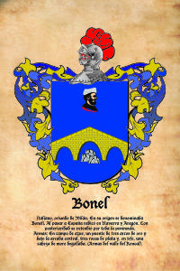 Escudo heráldico del apellido BONEL