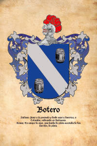 Escudo heráldico del apellido BOTERO
