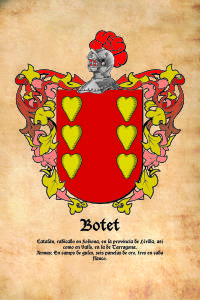 Escudo heráldico del apellido BOTET