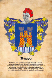 Escudo heráldico del apellido BRAVO