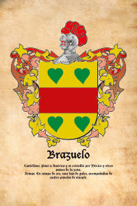 Escudo heráldico del apellido BRAZUELO