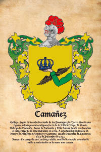 Escudo heráldico del apellido CAMAÑEZ
