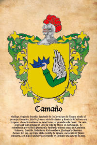 Escudo heráldico del apellido CAMAÑO