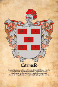Escudo heráldico del apellido CARMELO