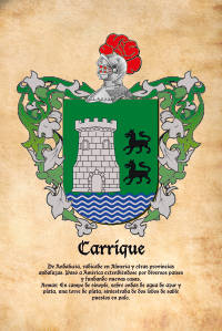 Escudo heráldico del apellido CARRIQUE