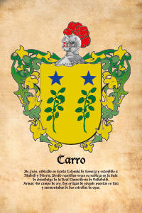 Escudo heráldico del apellido CARRO