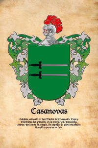 Escudo heráldico del apellido CASANOVAS