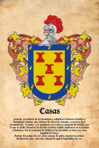 Escudo heráldico del apellido CASAS