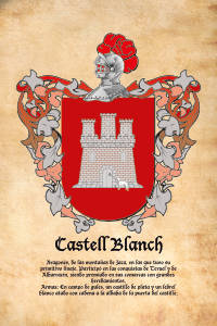 Escudo heráldico del apellido CASTELL BLANCH