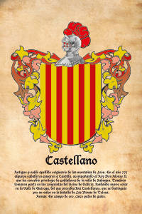 Escudo heráldico del apellido CASTELLANO