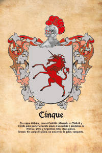 Escudo heráldico del apellido CINQUE