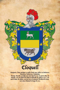 Escudo heráldico del apellido CLOQUELL