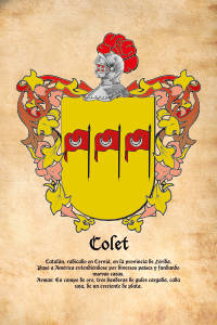 Escudo heráldico del apellido COLET