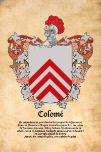 Escudo heráldico del apellido Colomé