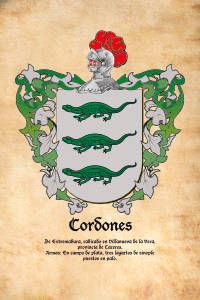 Escudo heráldico del apellido CORDONES