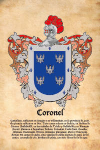 Escudo heráldico del apellido CORONEL