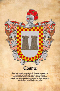 Escudo heráldico del apellido COSME