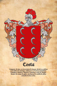 Escudo heráldico del apellido COSTA