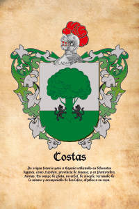 Escudo heráldico del apellido COSTAS