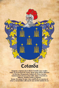 Escudo heráldico del apellido COTANDA