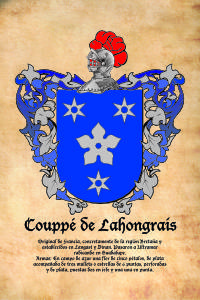 Escudo heráldico del apellido Couppé de Lahongrais