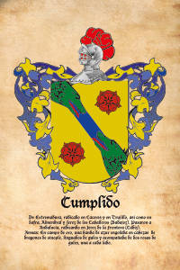 Escudo heráldico del apellido CUMPLIDO