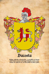 Escudo heráldico del apellido DACOSTA