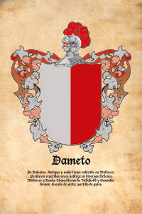 Escudo heráldico del apellido DAMETO