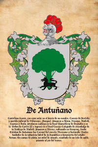 Escudo heráldico del apellido DE ANTUÑANO