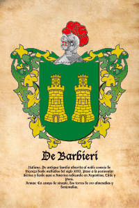 Escudo heráldico del apellido DE BARBIERI