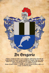 Escudo heráldico del apellido DE GREGORIO