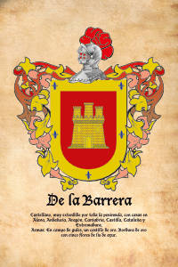 Escudo heráldico del apellido DE LA BARRERA