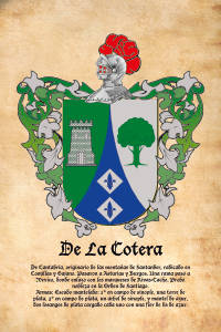 Escudo heráldico del apellido DE LA COTERA
