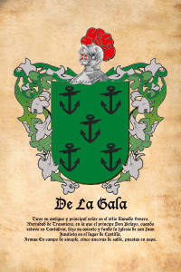 Escudo heráldico del apellido DE LA GALA