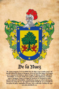 Escudo heráldico del apellido DE LA NUEZ