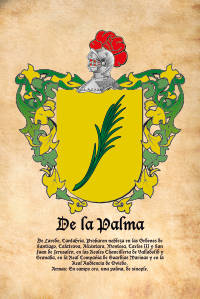 Escudo heráldico del apellido DE LA PALMA