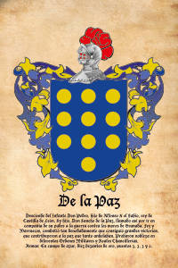 Escudo heráldico del apellido DE LA PAZ