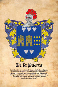 Escudo heráldico del apellido DE LA PUERTA