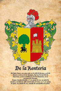 Escudo heráldico del apellido DE LA RENTERIA