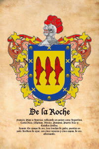 Escudo heráldico del apellido DE LA ROCHE