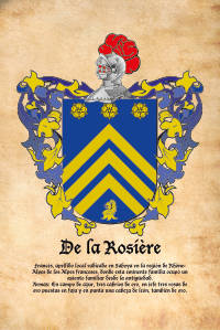 Escudo heráldico del apellido DE LA ROSIERE