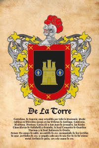 Escudo heráldico del apellido DE LA TORRE