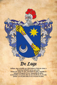 Escudo heráldico del apellido DE LAGE
