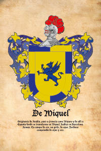Escudo heráldico del apellido DE MIQUEL