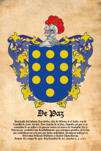 Escudo heráldico del apellido DE PAZ