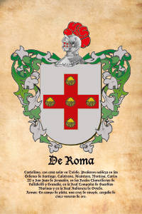 Escudo heráldico del apellido DE ROMA
