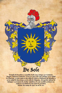 Escudo heráldico del apellido DE SOLE