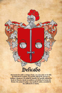 Escudo heráldico del apellido DELICADO