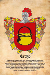 Escudo heráldico del apellido ERAZO
